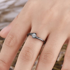 Gothic Punk Ring with Zircon Inlay for Women Girls Halloween Party