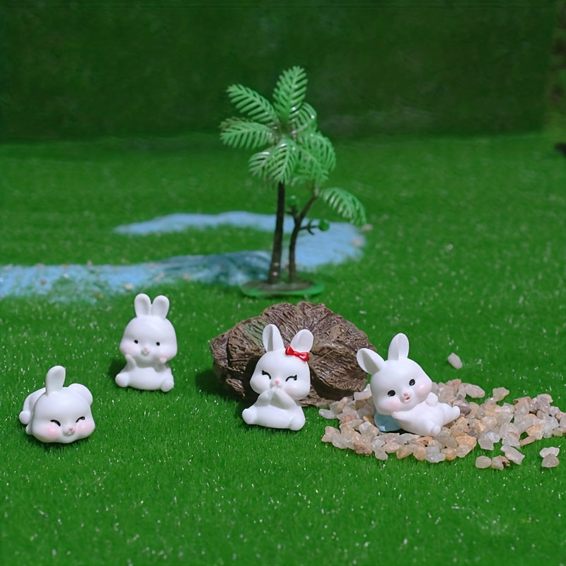 5pcs Mini Rabbit Resin Crafts Garden Potted Landscape Decoration