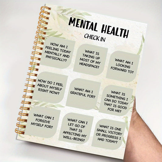 Green Mental Health Check In Journal Notebook 50 Pages 13.97x21.08cm