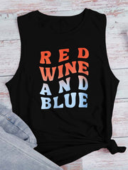 Letter Print Crew Neck Tank Top for Women