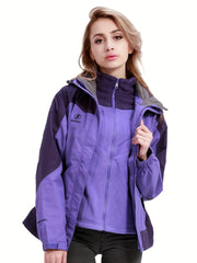 Women's 3-in-1 Winter Ski Hooded Jacket - Waterproof & Windproof
