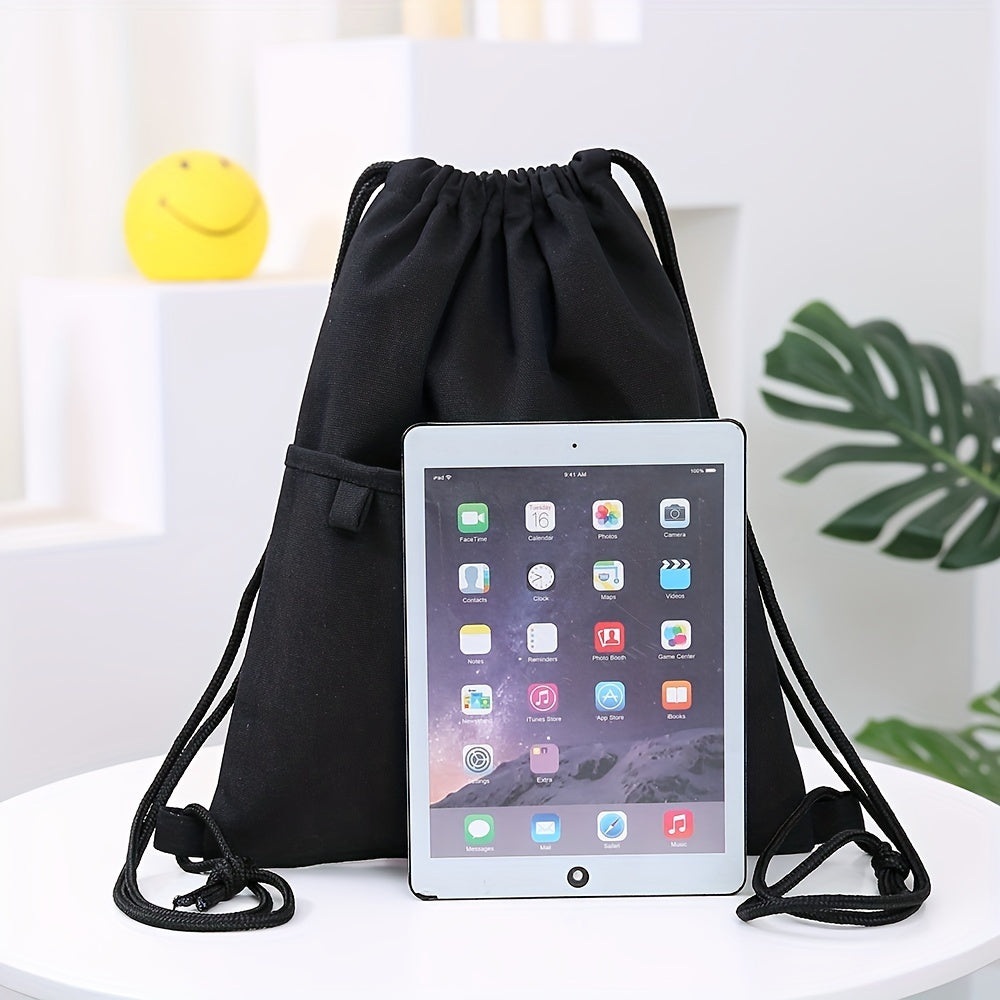 Canvas Drawstring Large Capacity Backpack Lightweight Shoulder Bag