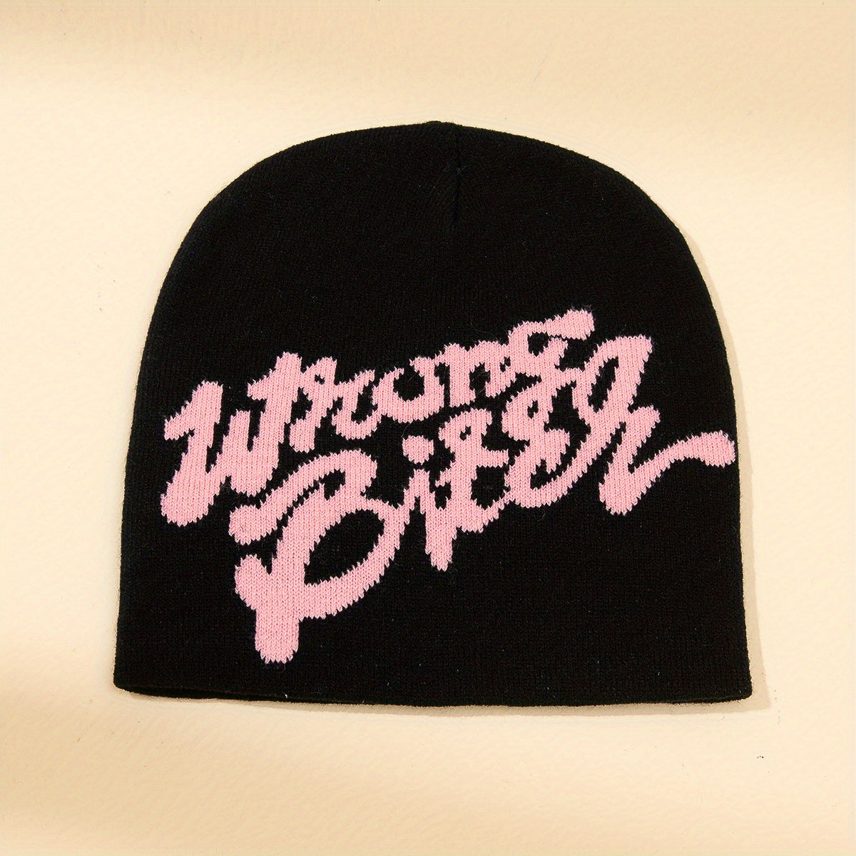 Y2K Letter Jacquard Beanie Elastic Hip Hop Knit Hat