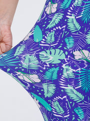 Leaf Print Capris Leggings High Waist Slim Bottoms