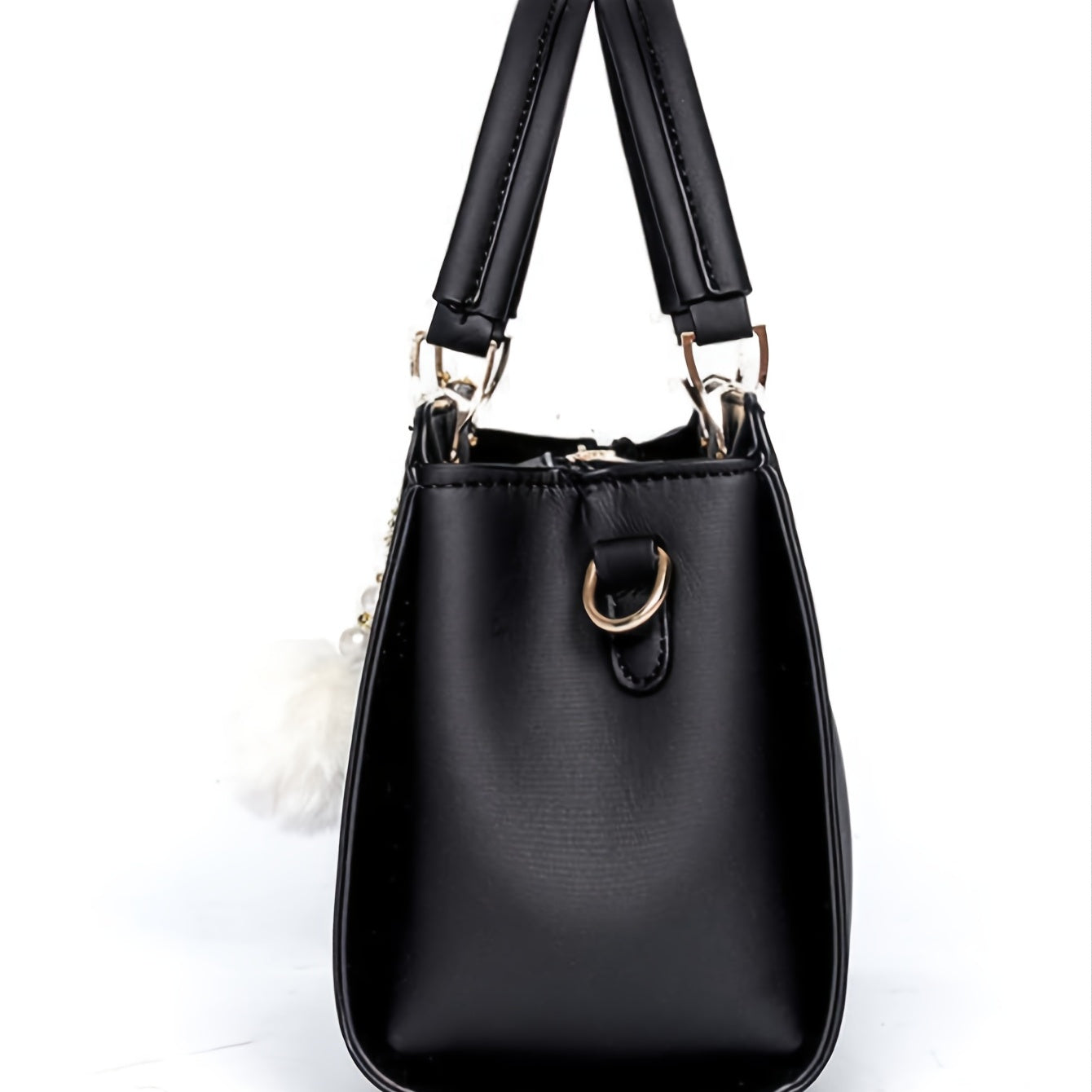 Metal Letter Decor Satchel Bag Top Handle Purse Shoulder Office Bag