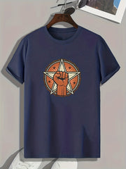 Fist & Star Print Comfy Sports T-shirt for Men