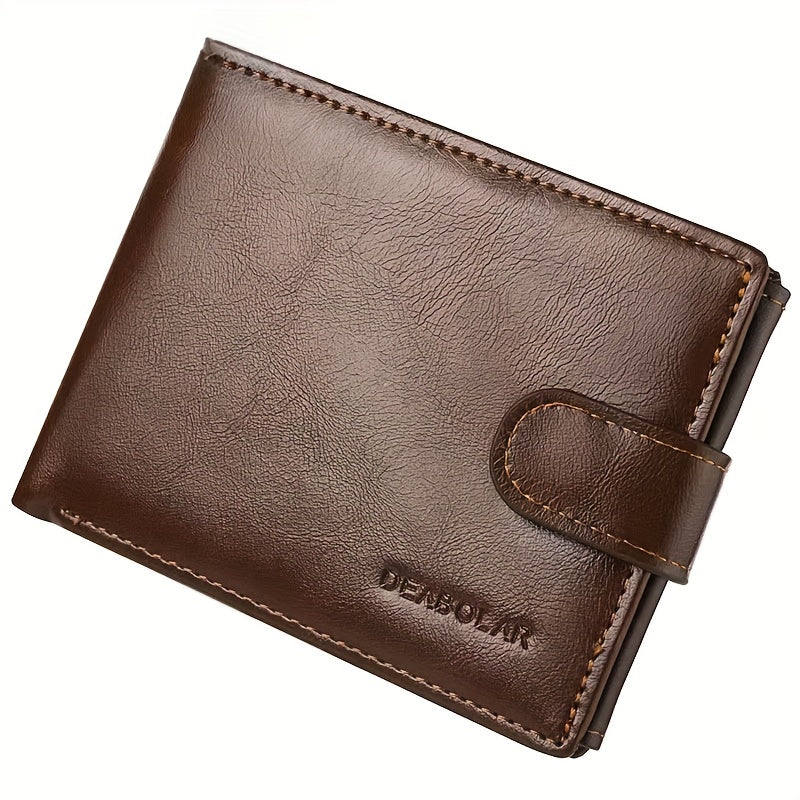 Men's Short Horizontal Wallet Retro Buckle Multifunctional Change Money Bag