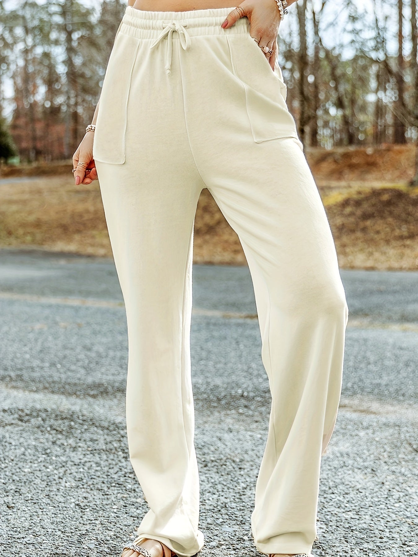  Sporty Pants Women's Plus Elastic Drawstring High Rise Trousers
