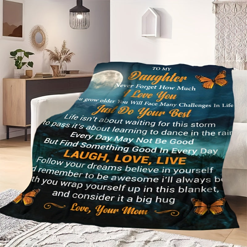 Butterfly Printed Gift Blanket From Mom To Daughter