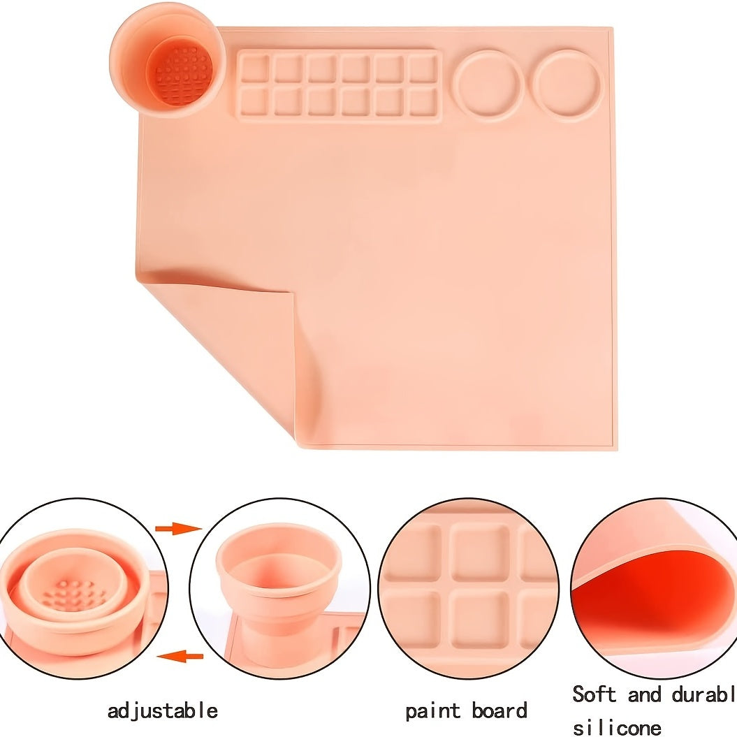 Non Stick Silicone Craft Mat with Cleaning Cup