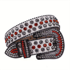 Men's Rhinestone Crystal Leather Change Belt