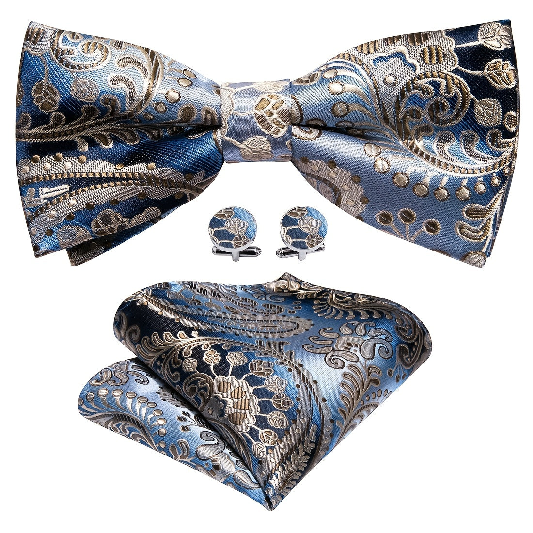 Barry Wang Men's Bow Tie Braided Satin Paisley Pre Tie Adjustable Bow Tie