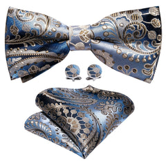 Barry Wang Men's Bow Tie Braided Satin Paisley Pre Tie Adjustable Bow Tie