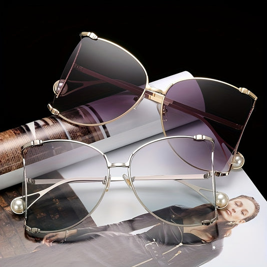 Oversized Butterfly Hollow Sun Glasses Women Y2K Gradient Metal Glasses