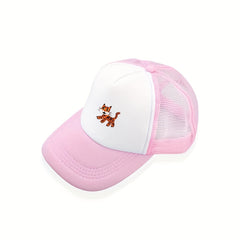 Pink Tiger Print Cartoon Trucker Hat