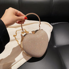 Heart Shaped Glitter Crossbody Bag for Wedding & Party