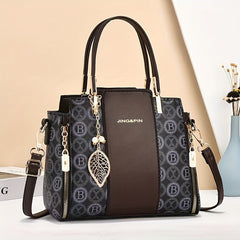 Stylish Tote Handbag Women Adjustable Strap PU Leather Shoulder Bag Zip Closure