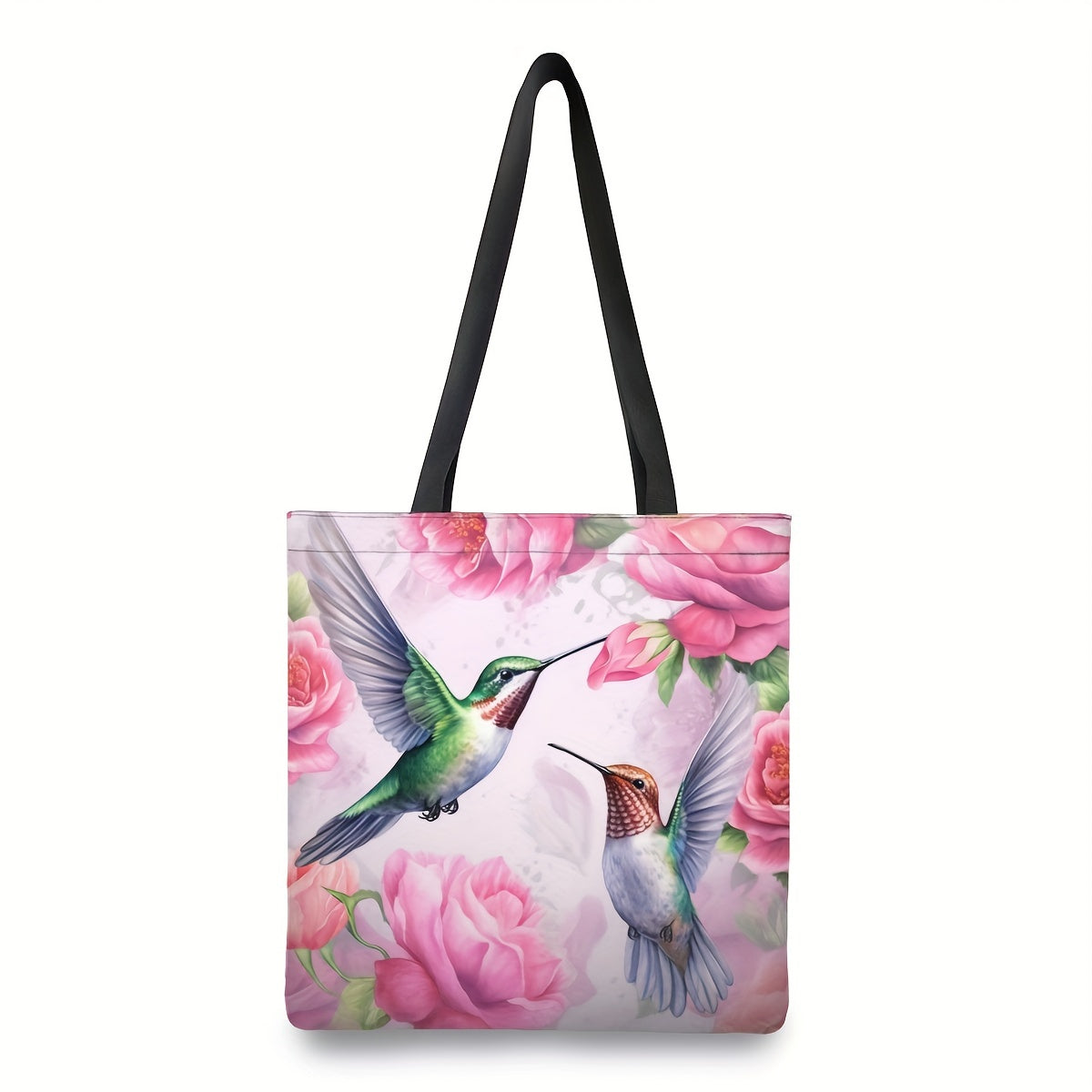 Roses & Hummingbird Printed Shoulder Bag Lightweight & Versatile