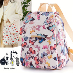 Butterfly Print Waterproof Backpack Lightweight Oxford School Bag