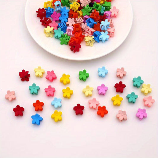 100pcs Y2K Style Flower Hair Clips Mini Hair Edge Clips for Baby Girls