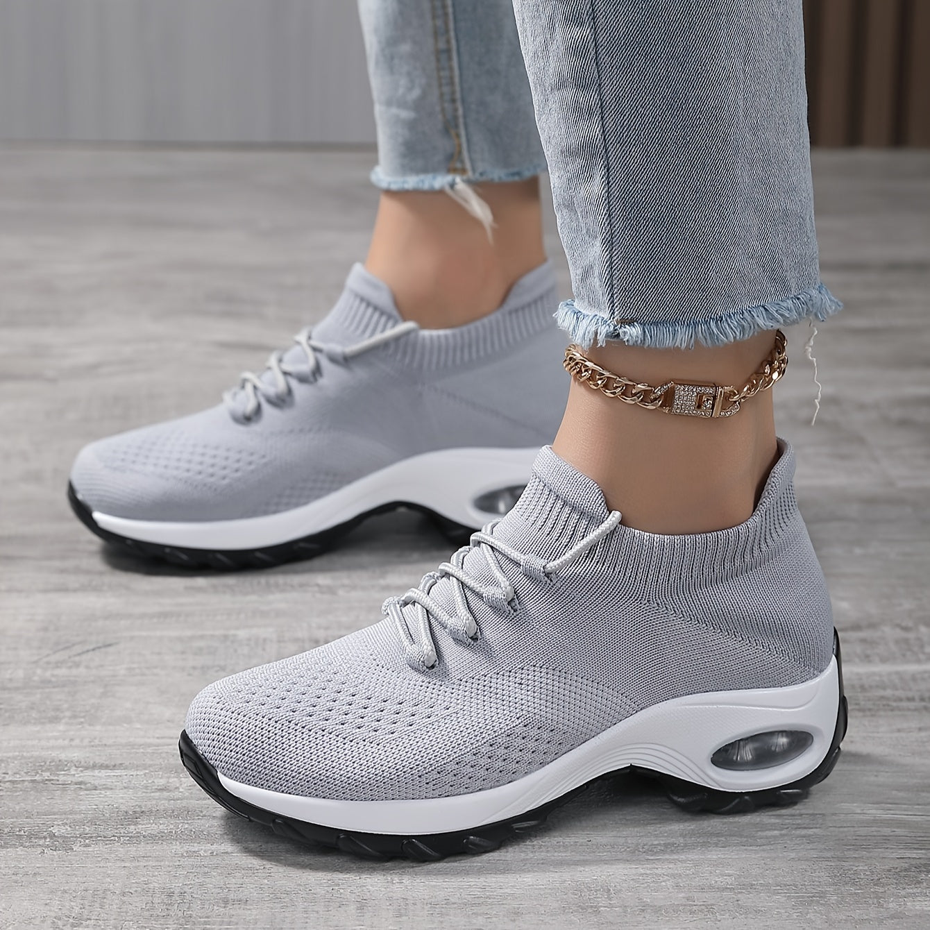 Women's Air Cushion Lace-Up Sneakers - Breathable Athletic Shoes