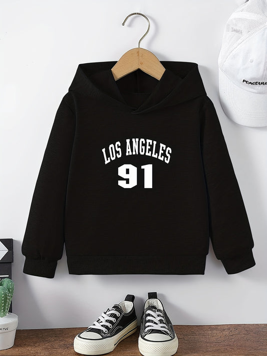 Girls LA Print Hooded Sweatshirt Top Long Sleeve Pullovers