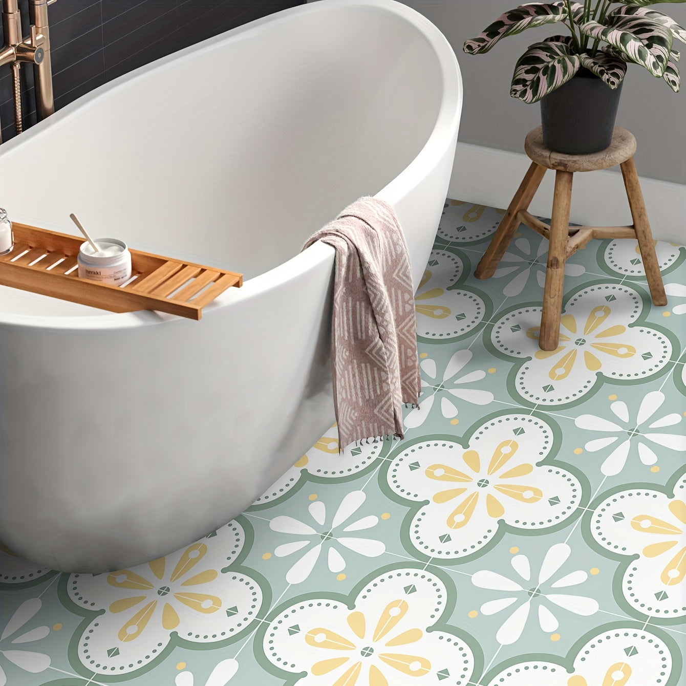 Moroccan Floor Tile Sticker 9pcs