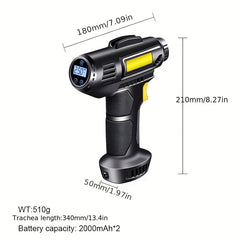 120W Car Air Compressor Handheld Tire Inflator LED Lights