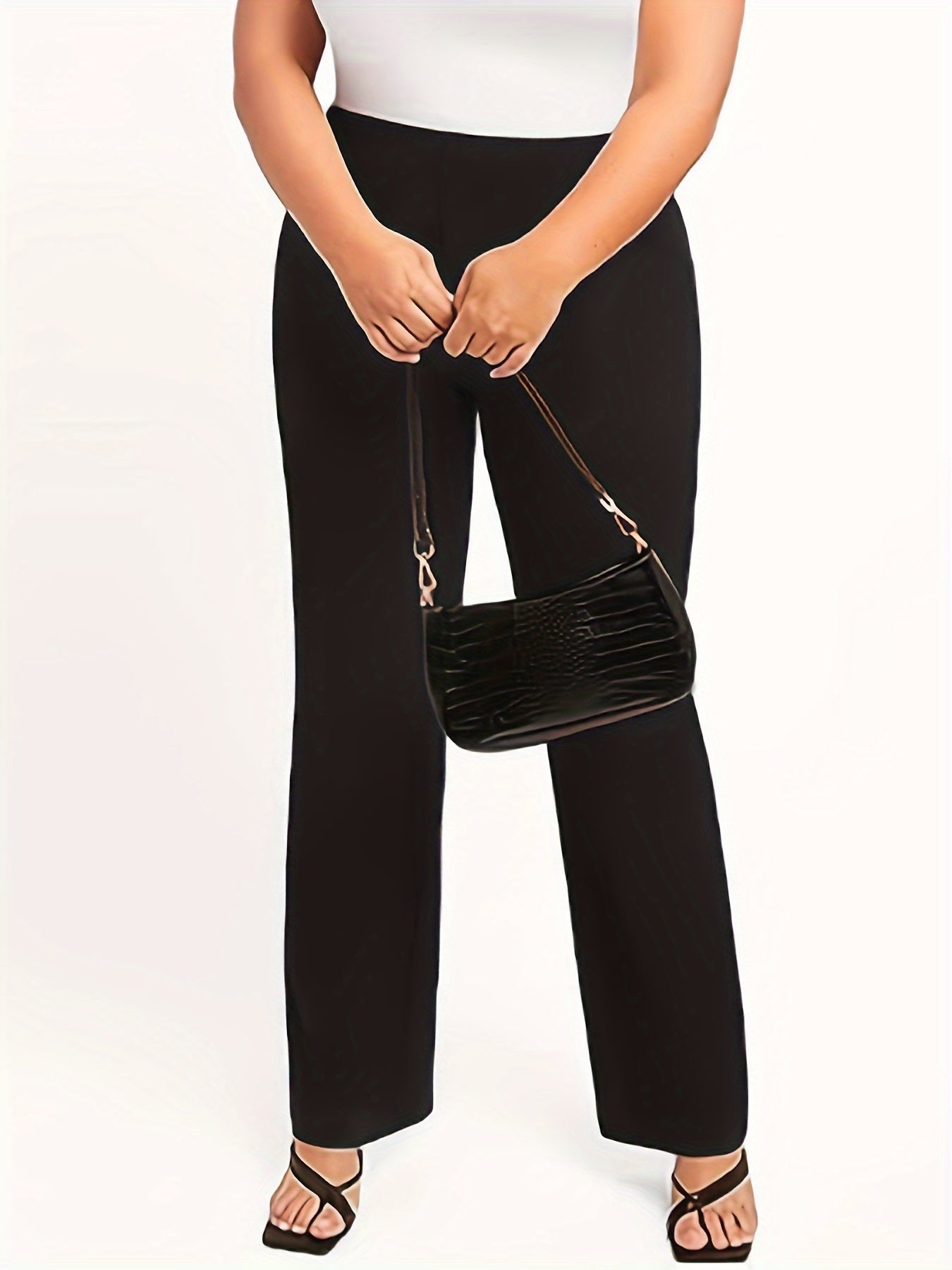  Solid High Rise Workwear Trousers