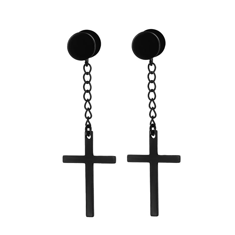 Men's Stainless Steel Cross Earrings