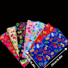 8pcs Number Theme Fabric Fat Quarter DIY Sewing Supplies