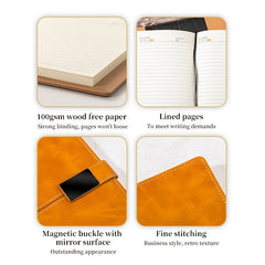 A5 Refillable Leather Journal Notebook with Lined Paper