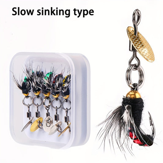 5pcs Bionic Fishing Flies Set with Storage Box - Outdoor Fishing Accessories