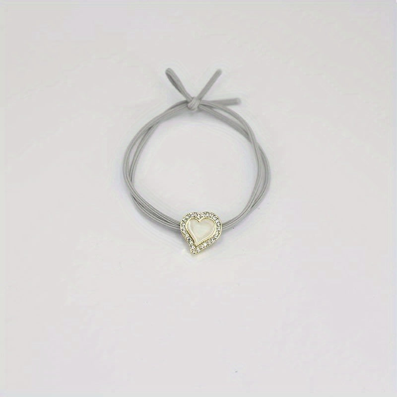 Heart Rhinestone Hair Tie Four Clover Hair Rope