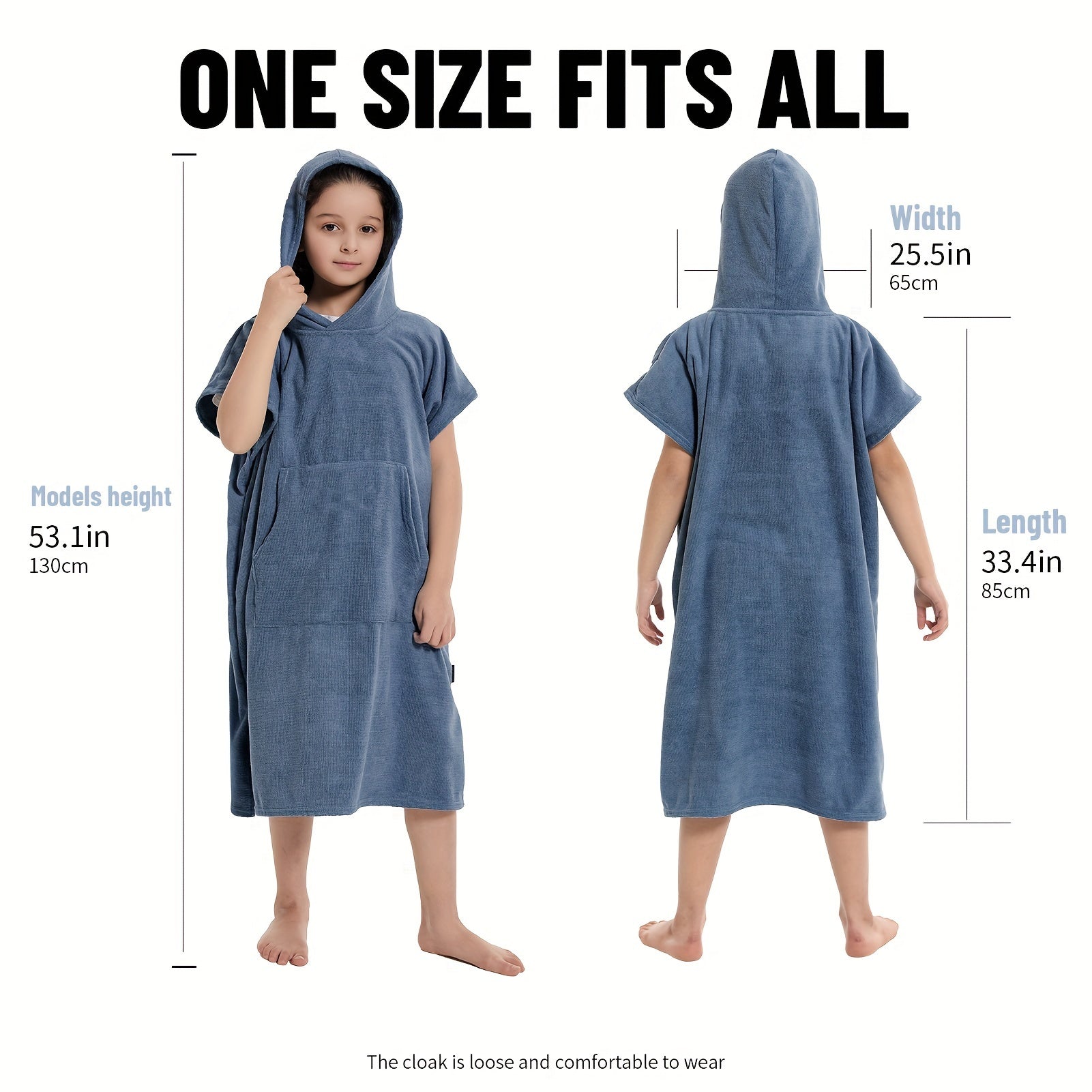 Kid's Changing Towel Robe Absorbent Quick Dry Surf Poncho Microfiber Bath Towels