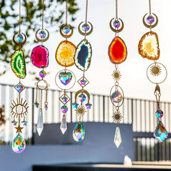 6pcs Agate Slice Suncatchers Crystal Prisms Wind Chimes Ornaments