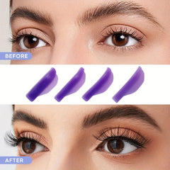 8Pcs Silicone Eyelash Perming Curler Lash Lift Rods Beauty Tool Purple & Green