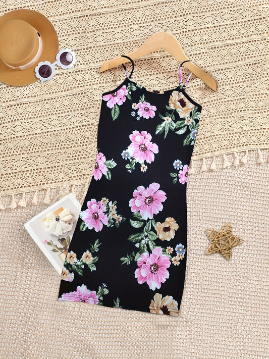 Girl's Boho Floral Cami Dress Summer Spaghetti Sleeveless