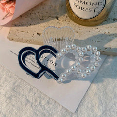 Heart Shaped Hair Claw Clip Faux Pearl Decor Hair Claw Clip