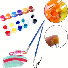 12 Colors Acrylic Paint Set with Brushes and Storage Container