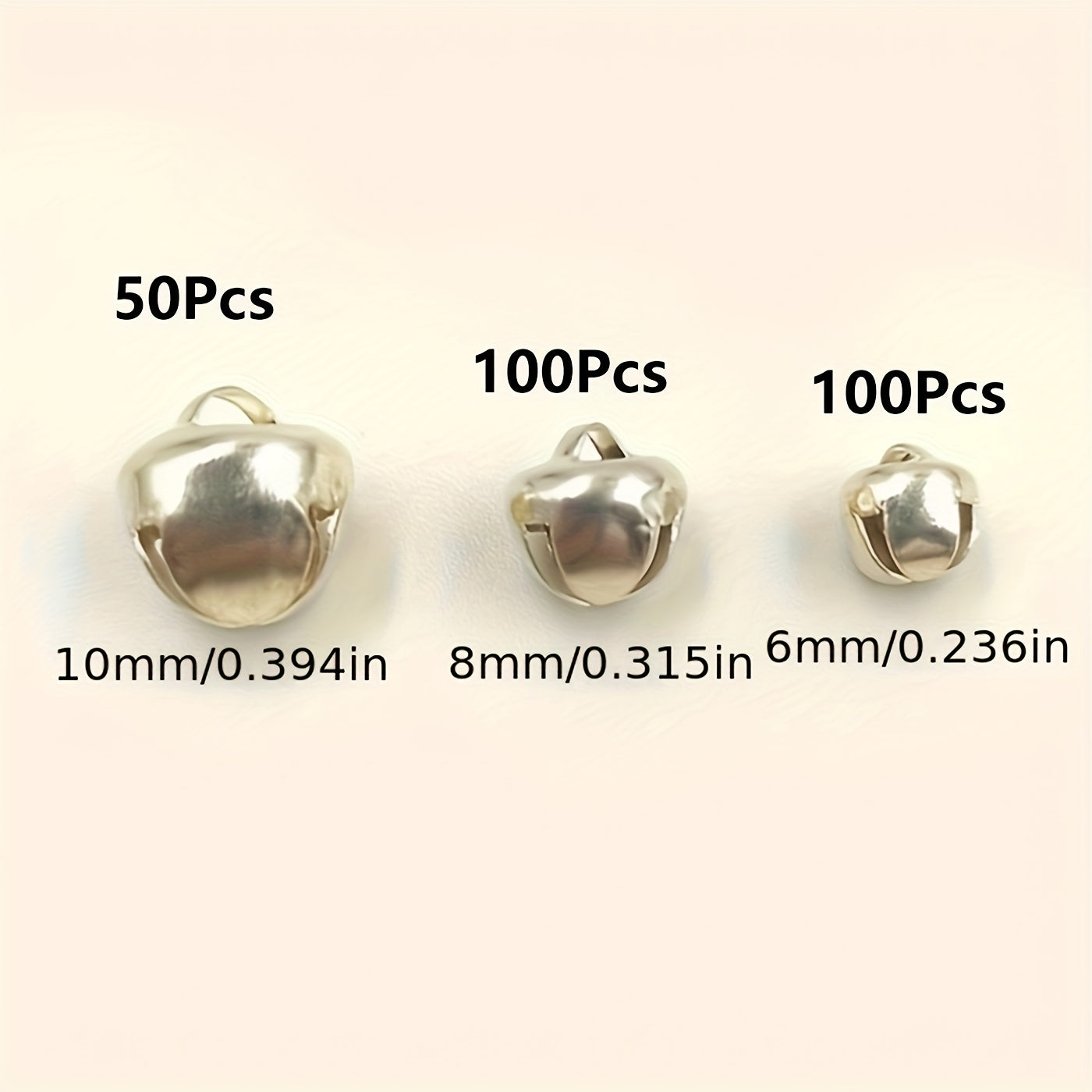 50-100PCS Christmas Jingle Bells Pendant Charms Silvery Golden Beads 6-10mm
