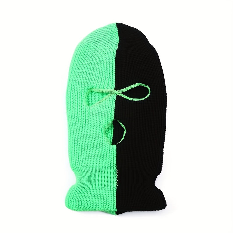 Mens Three Hole Cap Warm Two Knit Cap Cycling Cap