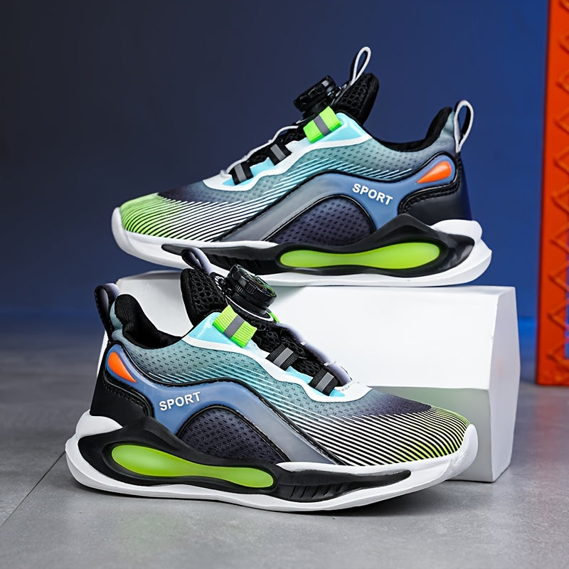 Boy's Rotating Buckle Basketball Shoes Non Slip Sneakers