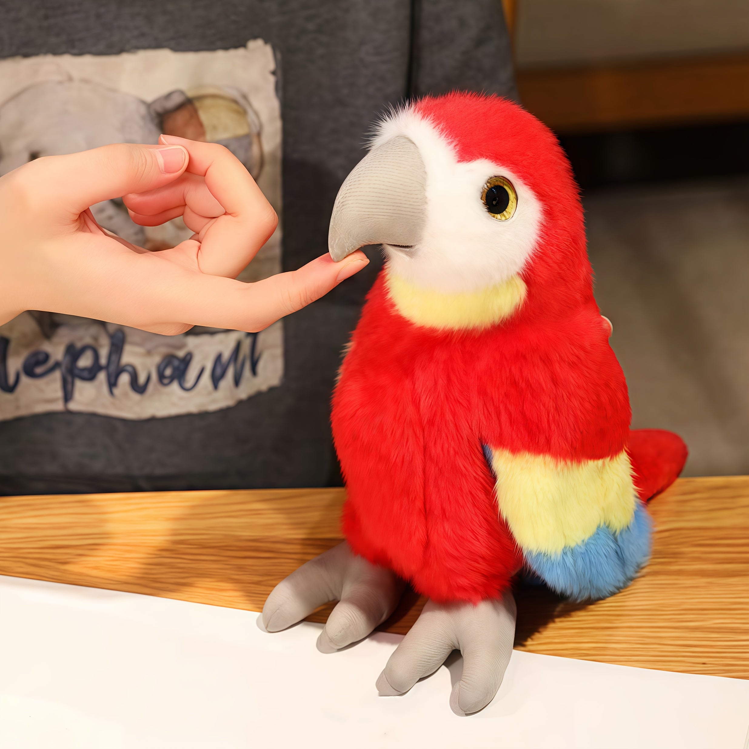 JIAJCHUF Plush Parrot Stuffed Animals Soft Budgie Bird Toys with Expressive Eyes