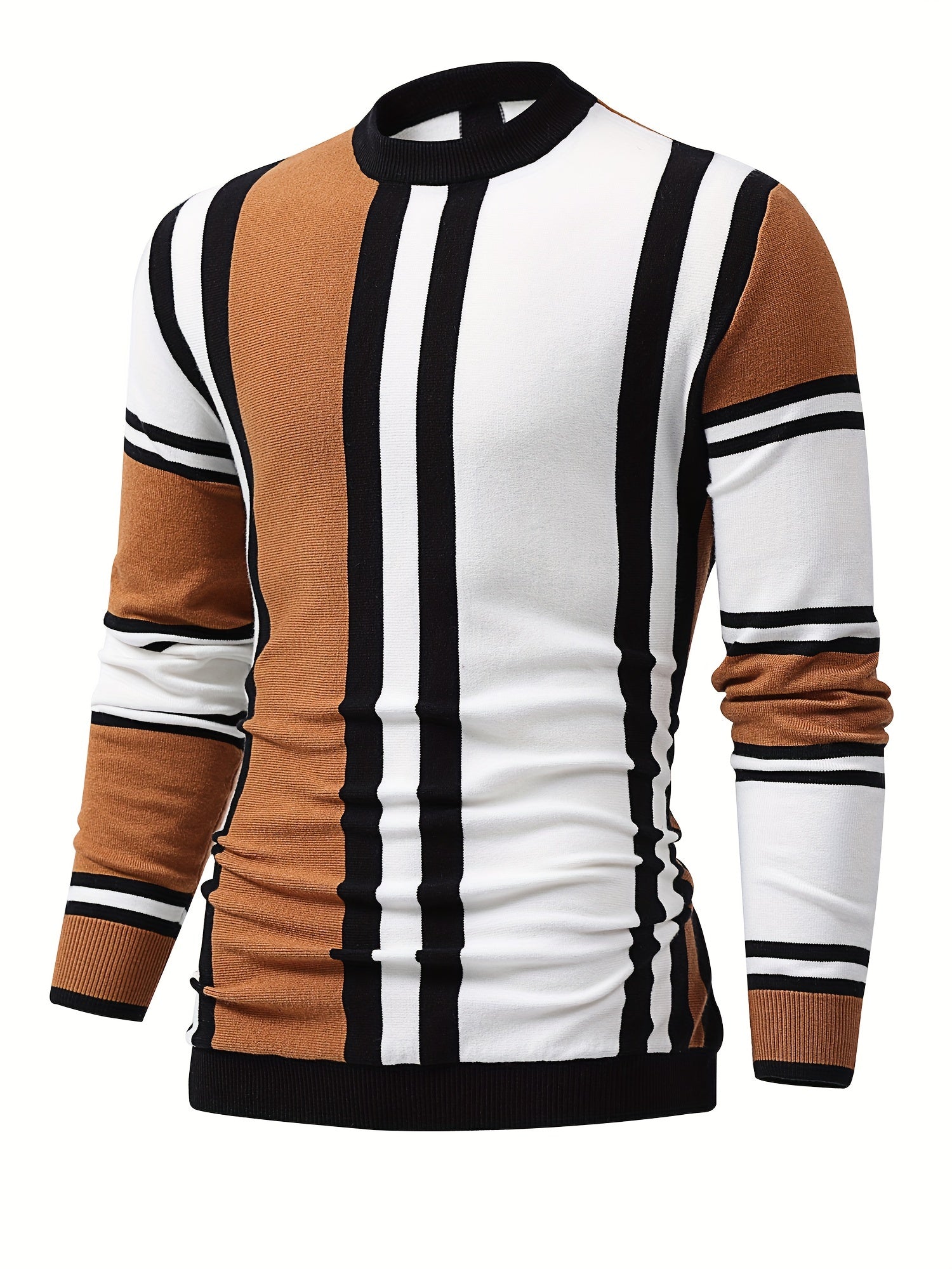 Men's High Stretch Crew Neck Pullover Sweater for Fall Winter