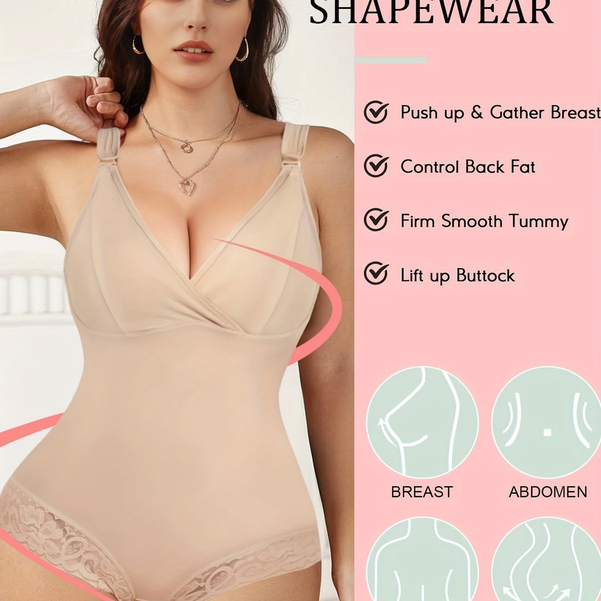 Lace Shaping Bodysuit Tummy Control Butt Lifting Body Shaper