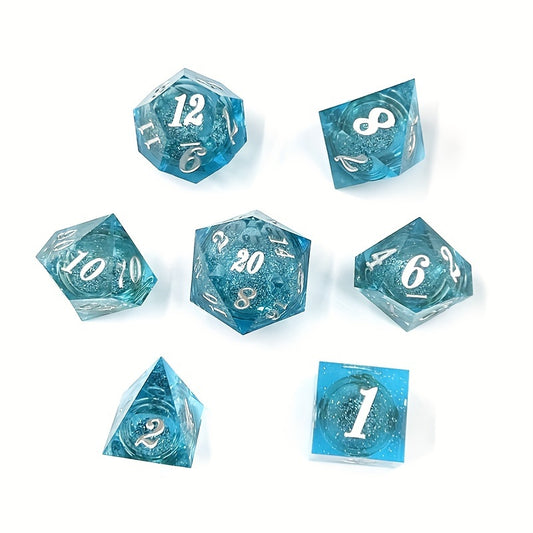 7pcs Liquid Core Dice Resin Mini Game Drinking Fun Dice Creative Tabletop