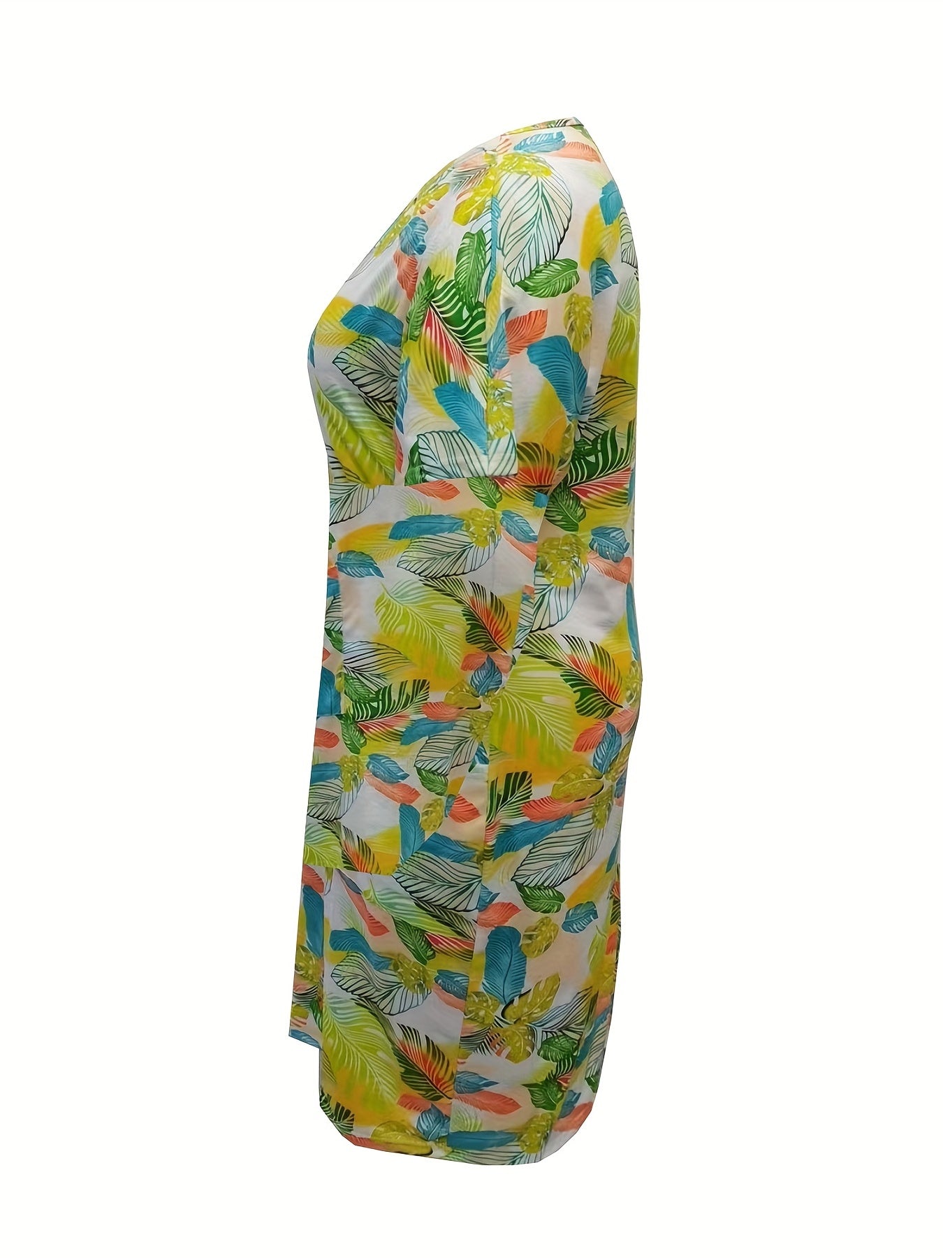  Floral Print V-Neck Dress with Pockets