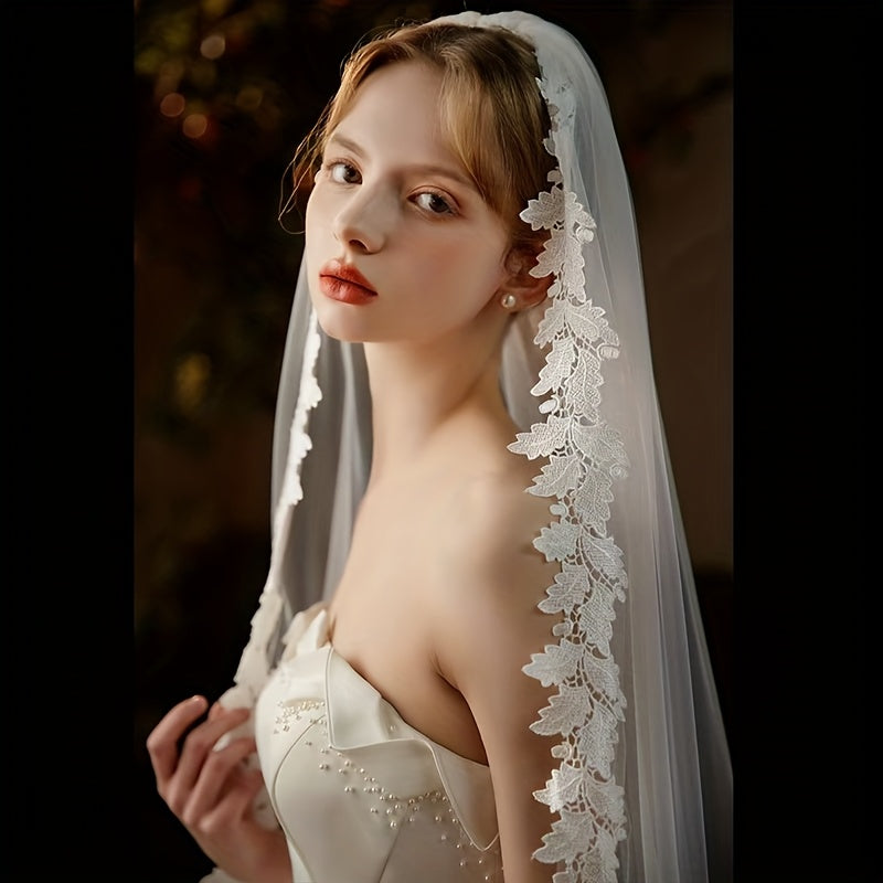 Ivory Bridal Veil for Wedding Ceremony and Photography