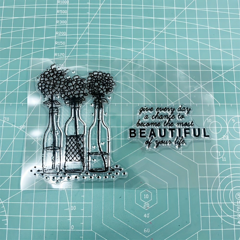Flower & Slogan Silicone Stamps for Scrapbook DIY Crafts